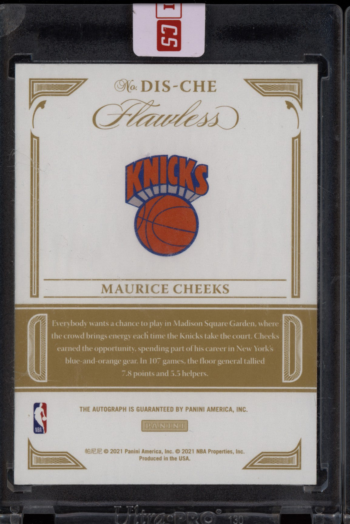 Maurice Cheeks 2020-21 Panini Flawless Distinguished Auto Platinum 1/1