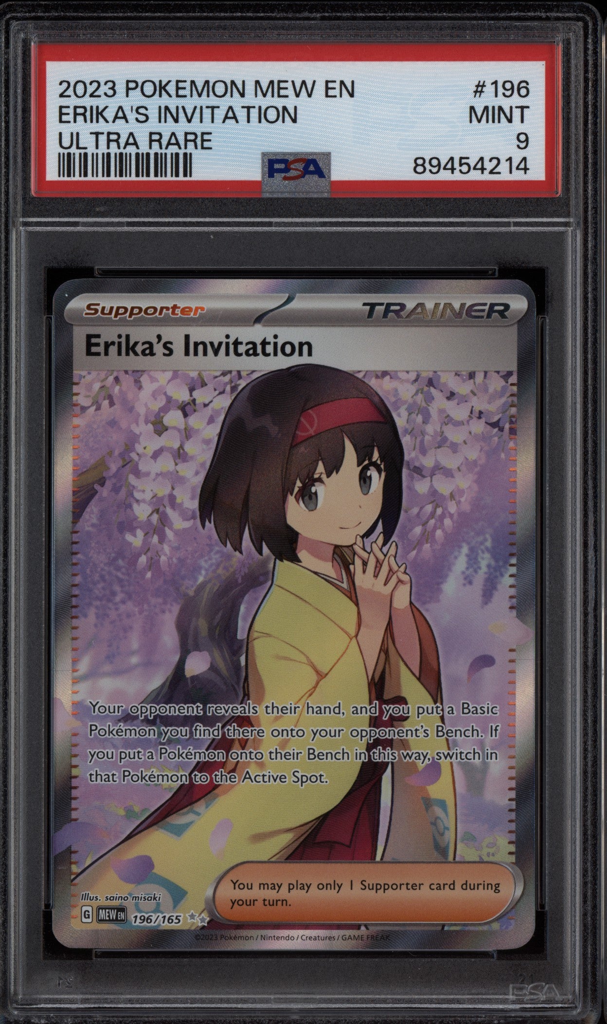 Erika's Invitation 2023 Pokemon Mew 151 Trainer Ultra Rare 196/165 PSA 9