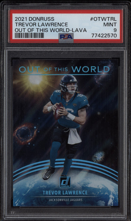 Trevor Lawrence 2021 Panini Donruss Out of this World Lava RC 10/10 PSA 9