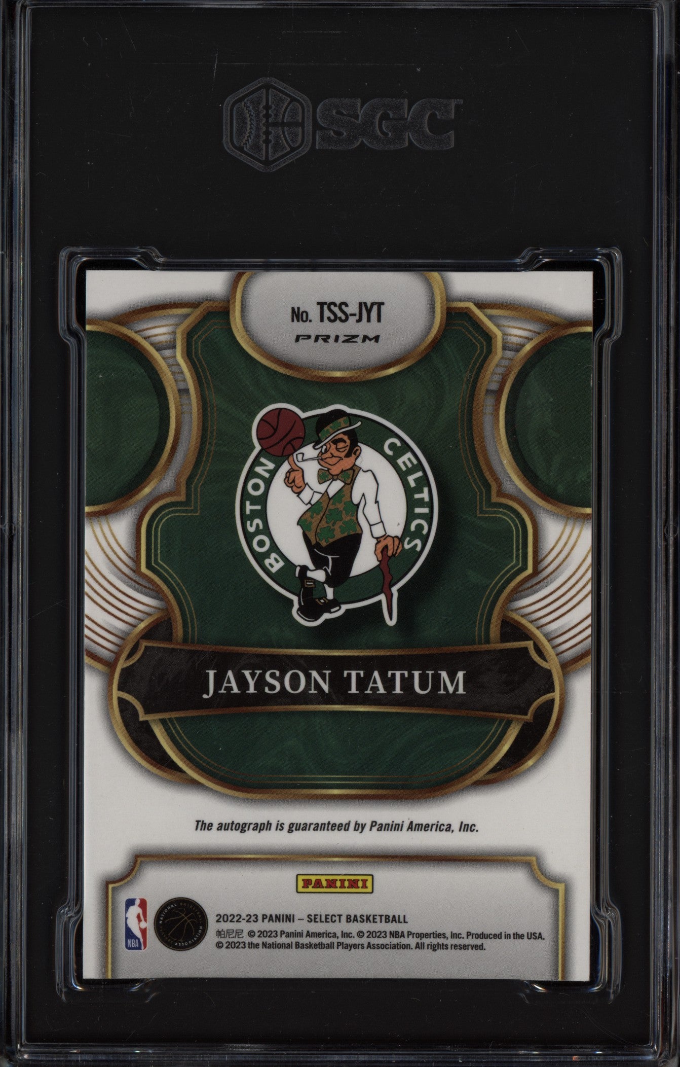 Jayson Tatum 2022-23 Panini Select Top Shelf Signatures Auto SGC 9.5 / 10