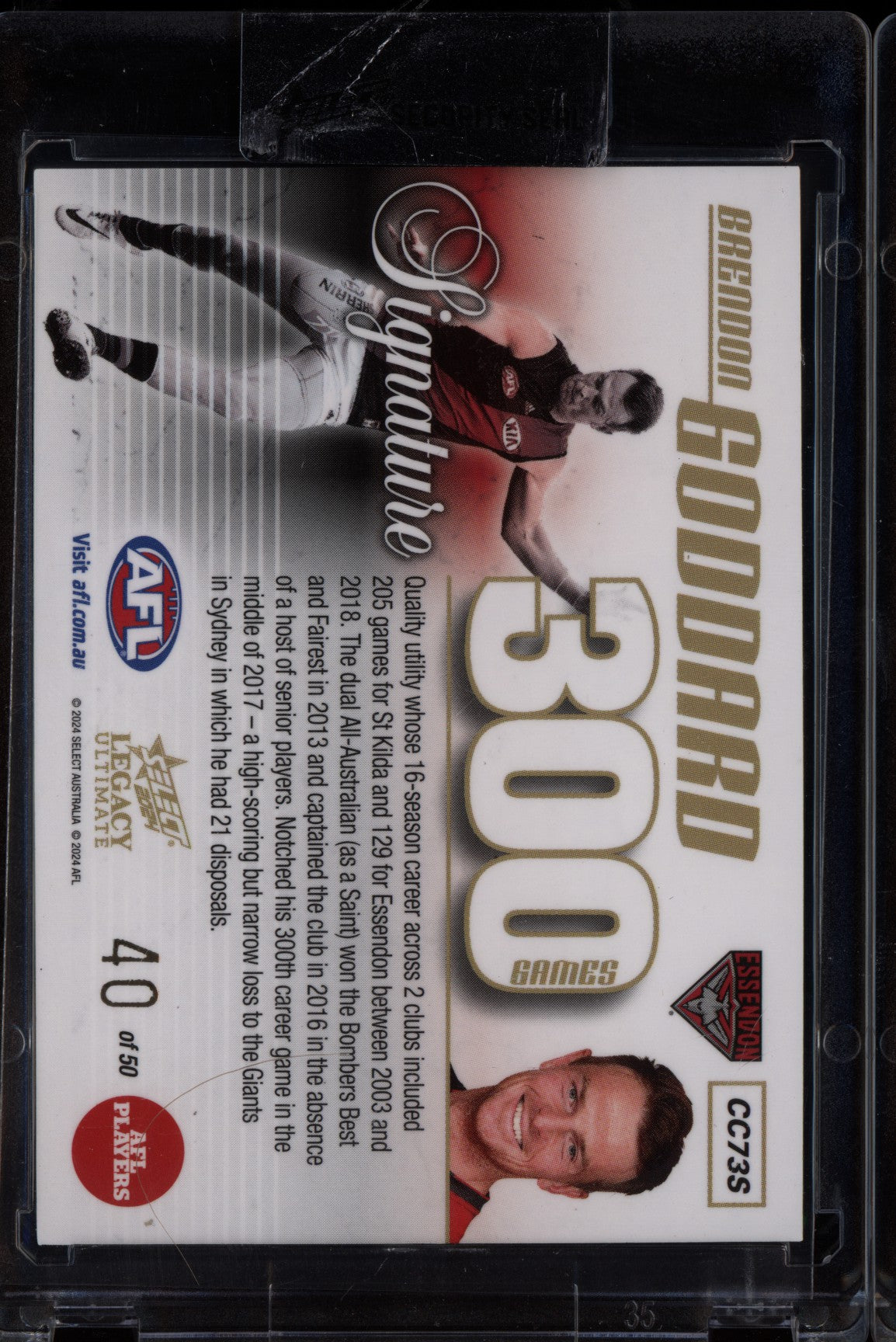 Brendon Goddard 2024 Select Legacy Ultimate 300 Game Signature 40/50