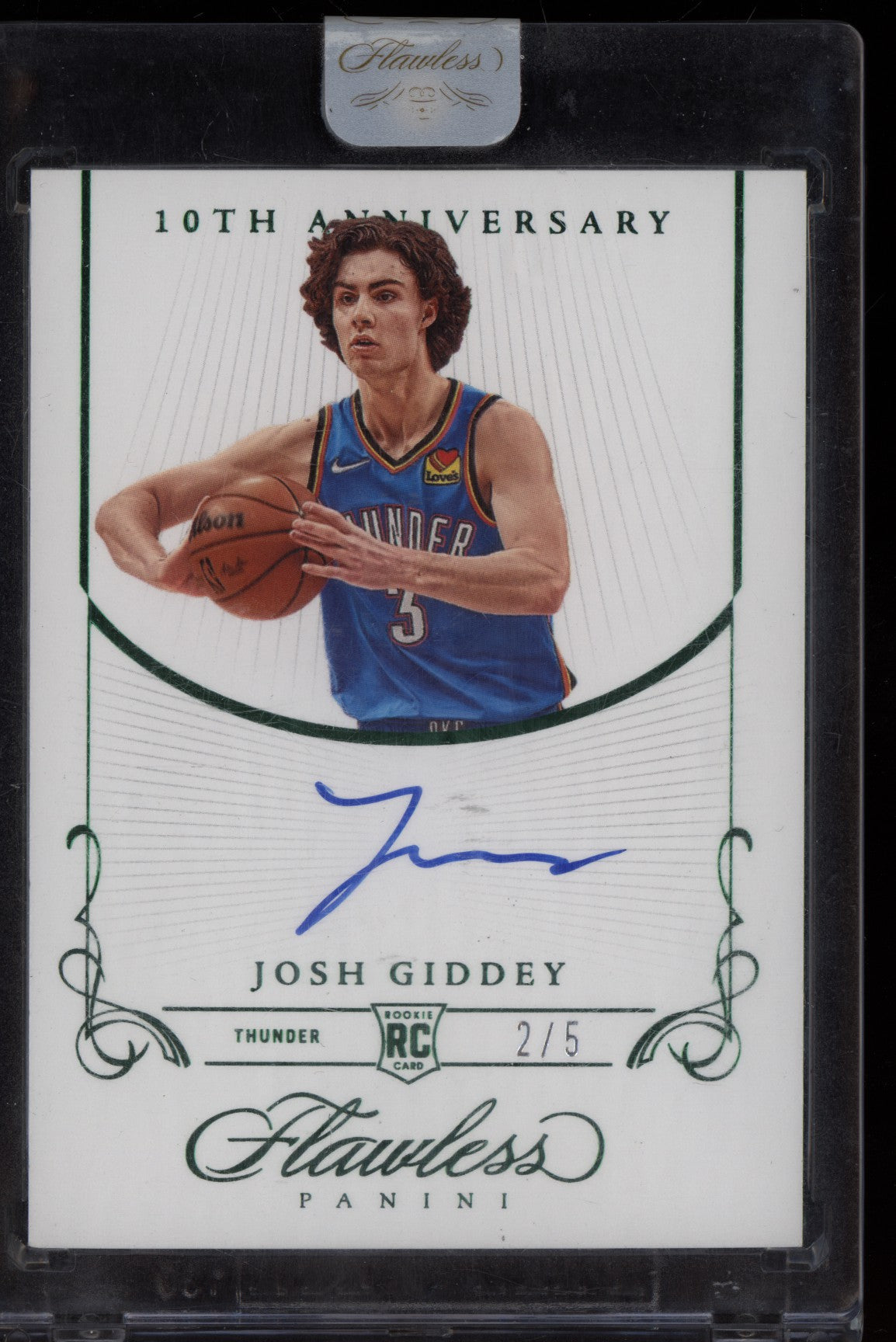 Josh Giddey 2021-22 Panini Flawless 10th Anniversary Auto Green RC 2/5