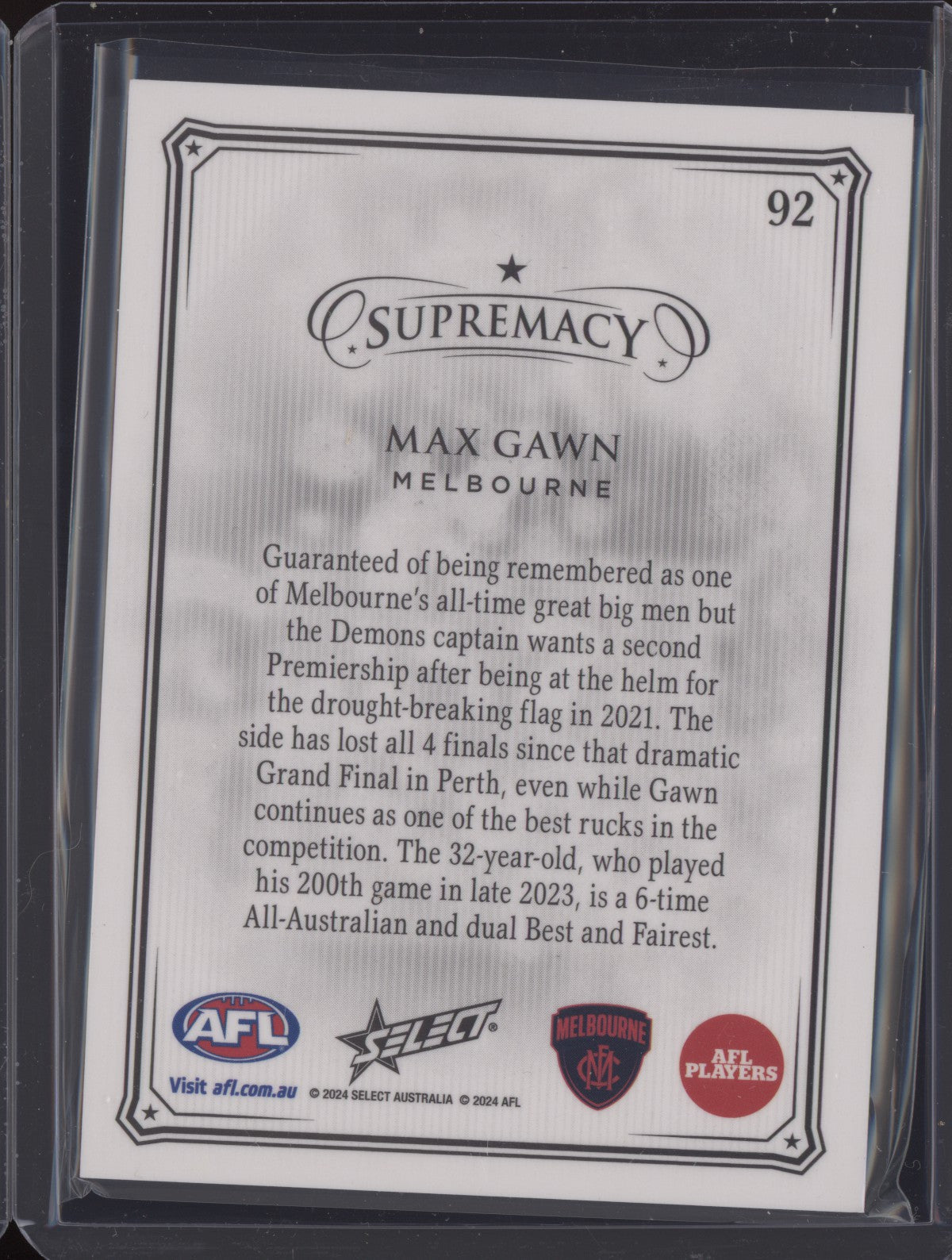 Max Gawn 2024 Select Supremacy Black Pearl 22/35